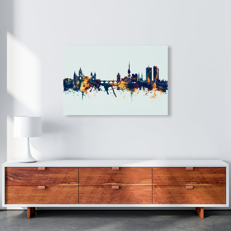 Prague Czech Republic Skyline Blue Orange Art Print by Michael Tompsett A1 Canvas