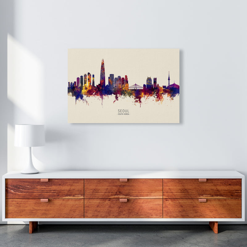 Seoul South Korea Skyline Autumn City Name Art Print by Michael Tompsett A1 Canvas