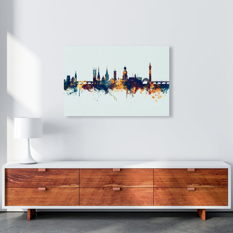 Shrewsbury England Skyline Blue Orange Art Print by Michael Tompsett A1 Canvas