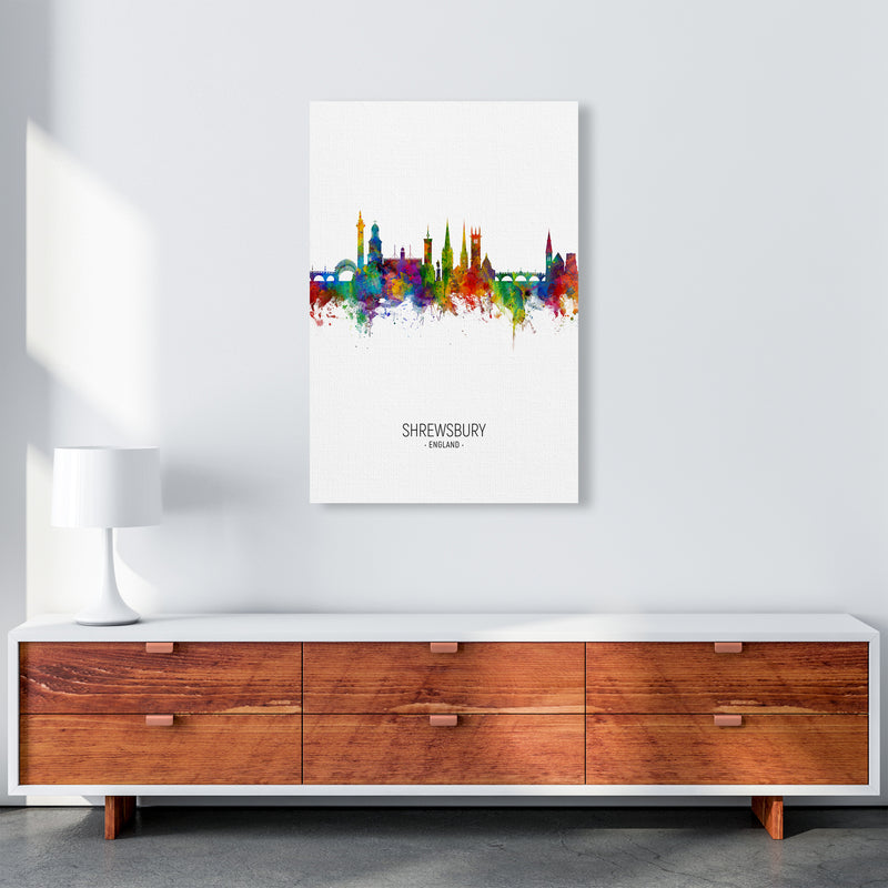 Shrewsbury England Skyline Portrait Art Print by Michael Tompsett A1 Canvas