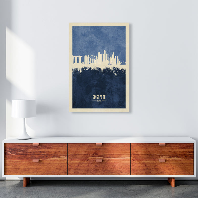 Singapore Singapore Skyline Portrait Navy Art Print by Michael Tompsett A1 Canvas