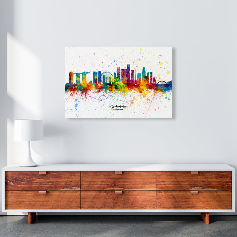 Singapore Singapore Skyline Splash Art Print by Michael Tompsett A1 Canvas