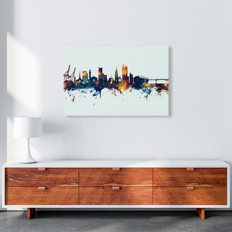 Southampton England Skyline Blue Orange Art Print by Michael Tompsett A1 Canvas