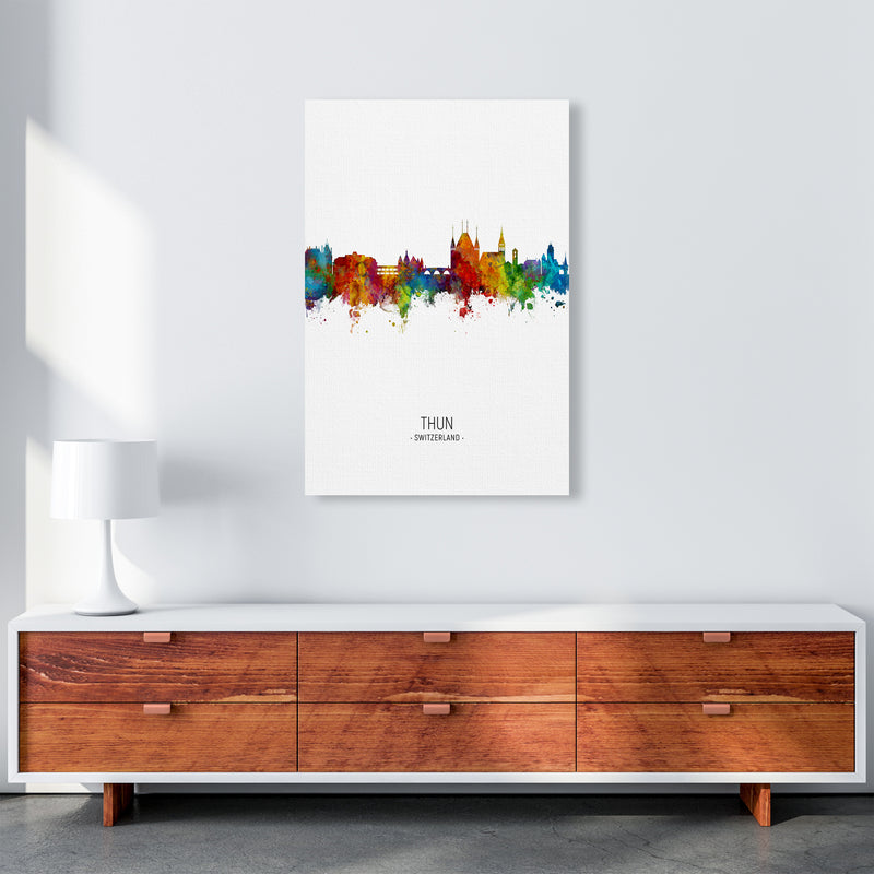 Thun Switzerland Skyline Portrait Art Print by Michael Tompsett A1 Canvas