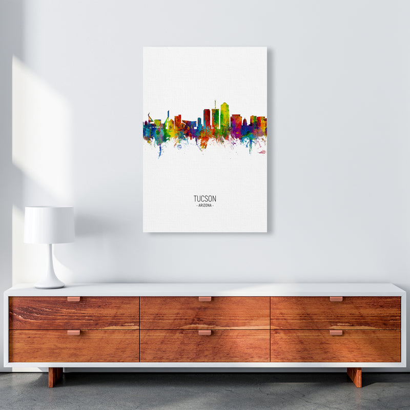 Tucson Arizona Skyline Portrait Art Print by Michael Tompsett A1 Canvas