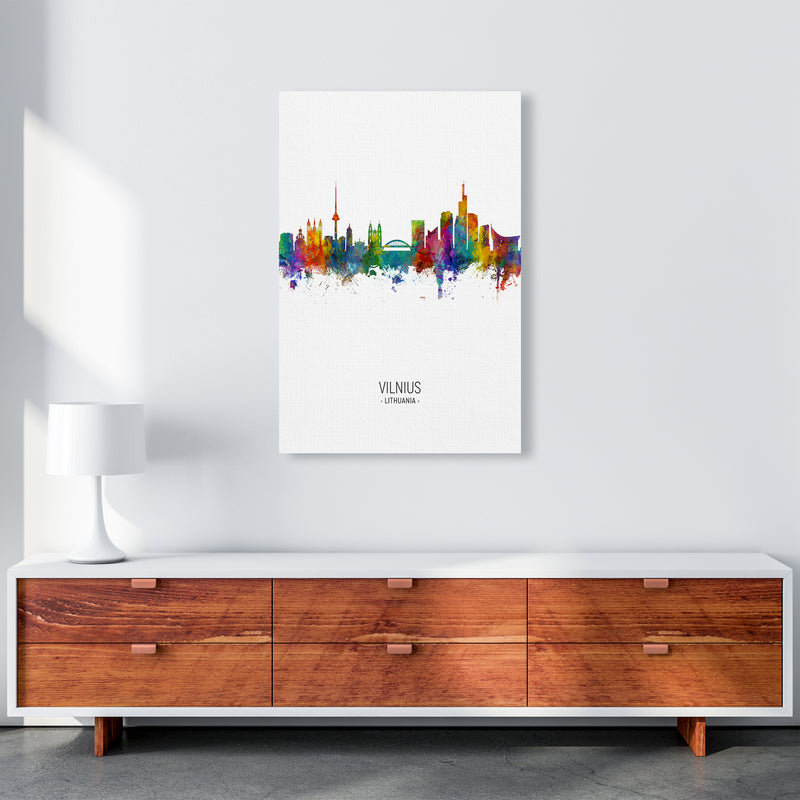 Vilnius Lithuania Skyline Portrait Art Print by Michael Tompsett A1 Canvas