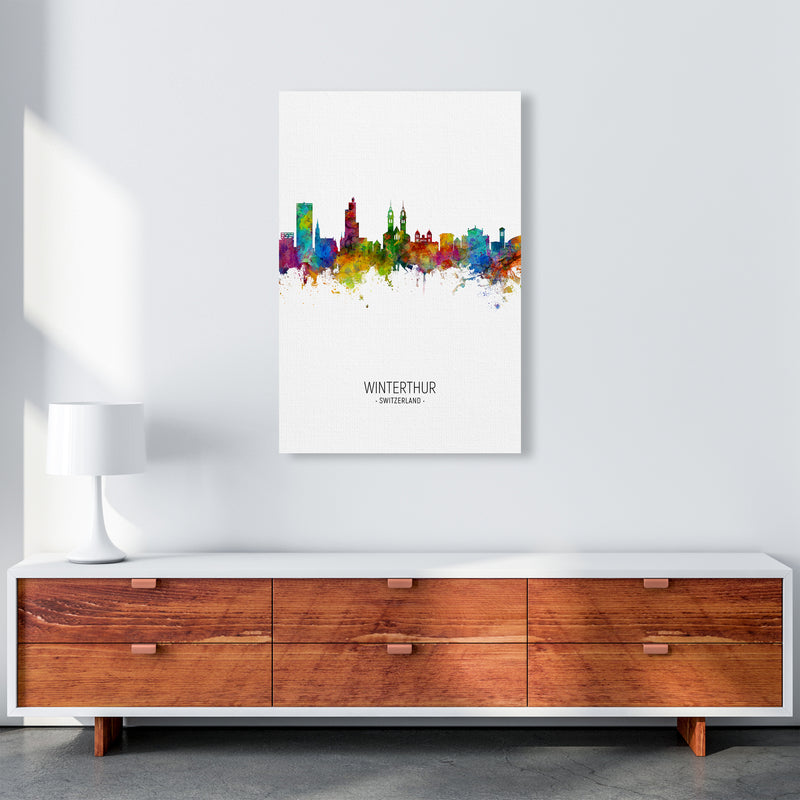 Winterthur Switzerland Skyline Portrait Art Print by Michael Tompsett A1 Canvas