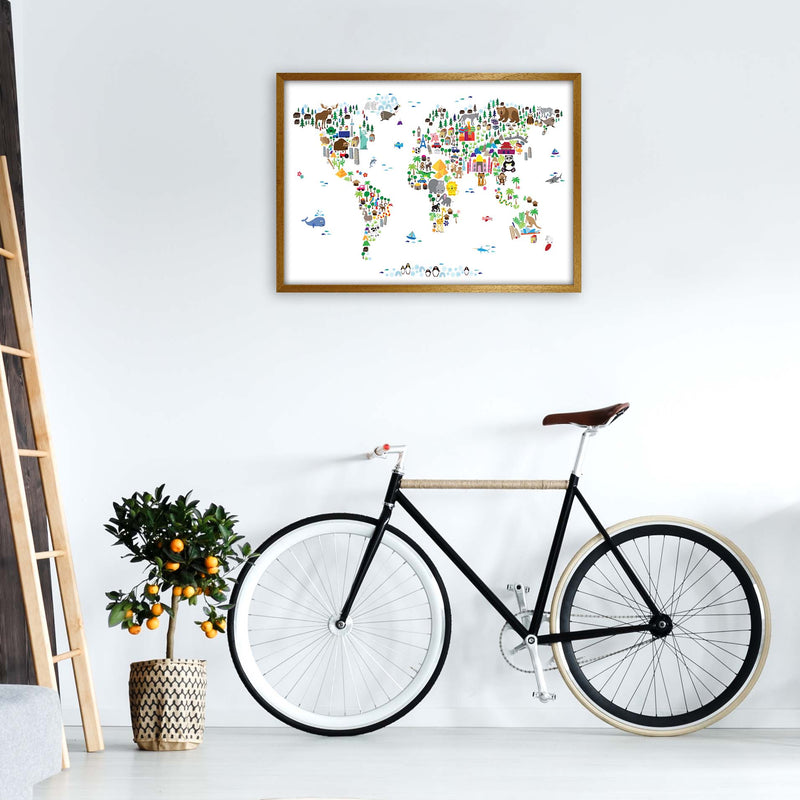 Animal Map of the World Nursery Art Print by Michael Tompsett A1 Print Only