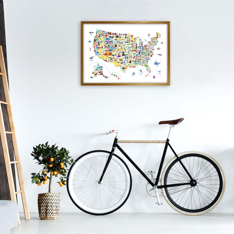 Animal Map of United States Nursery Print by Michael Tompsett A1 Print Only