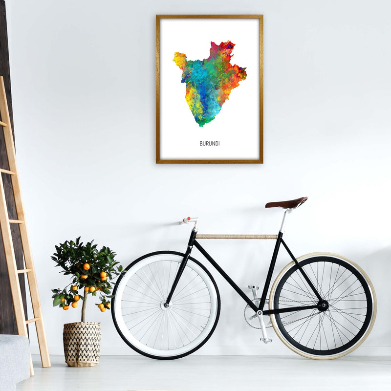 Burundi Watercolour Map Art Print by Michael Tompsett A1 Print Only