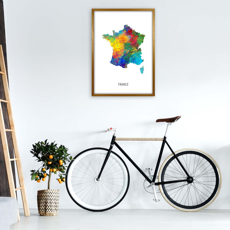 France Watercolour Map Art Print by Michael Tompsett A1 Print Only