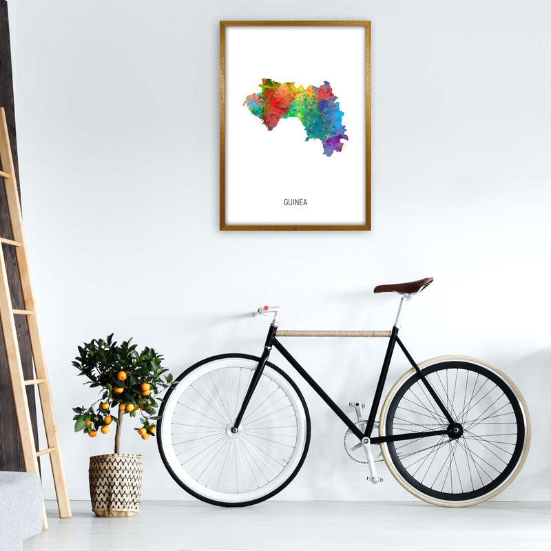 Guinea Watercolour Map Art Print by Michael Tompsett A1 Print Only