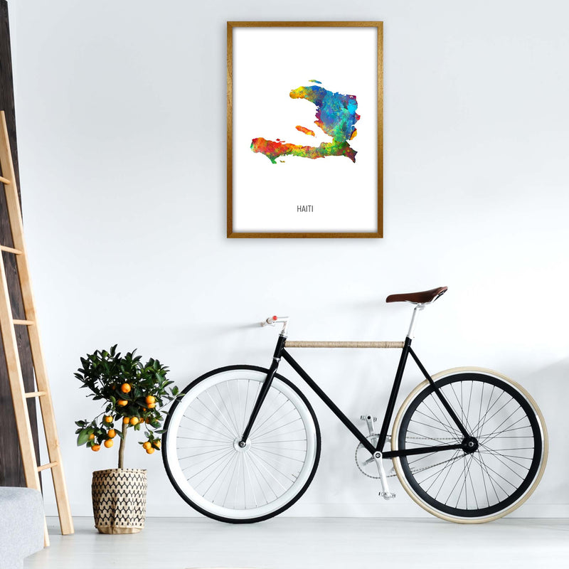 Haiti Watercolour Map Art Print by Michael Tompsett A1 Print Only