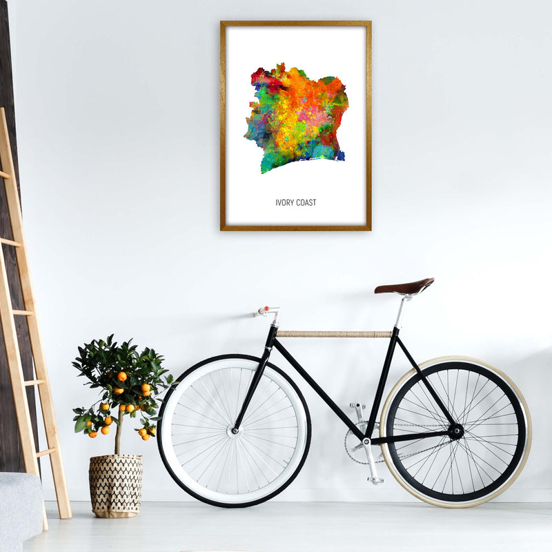 Ivory Coast Watercolour Map Art Print by Michael Tompsett A1 Print Only