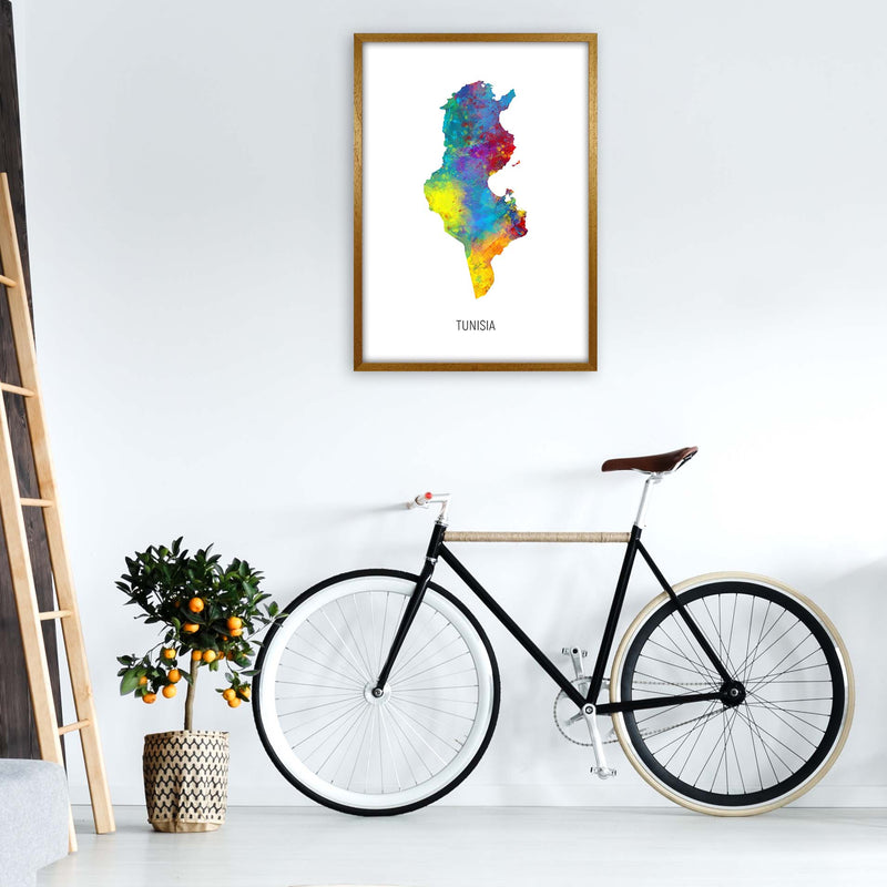 Tunisia Watercolour Map Art Print by Michael Tompsett A1 Print Only