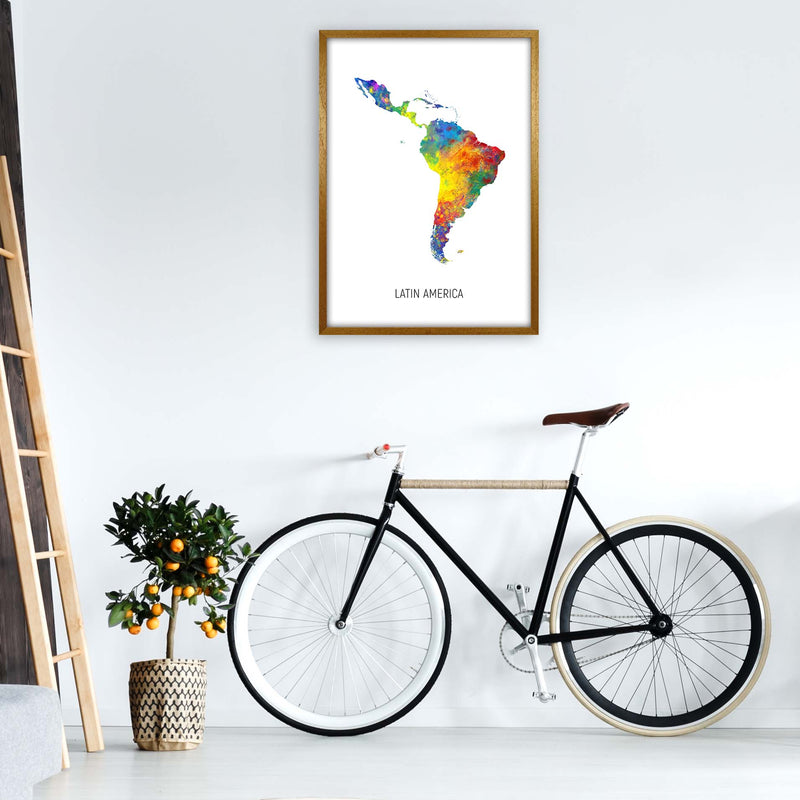 Latin America Watercolour Map Art Print by Michael Tompsett A1 Print Only