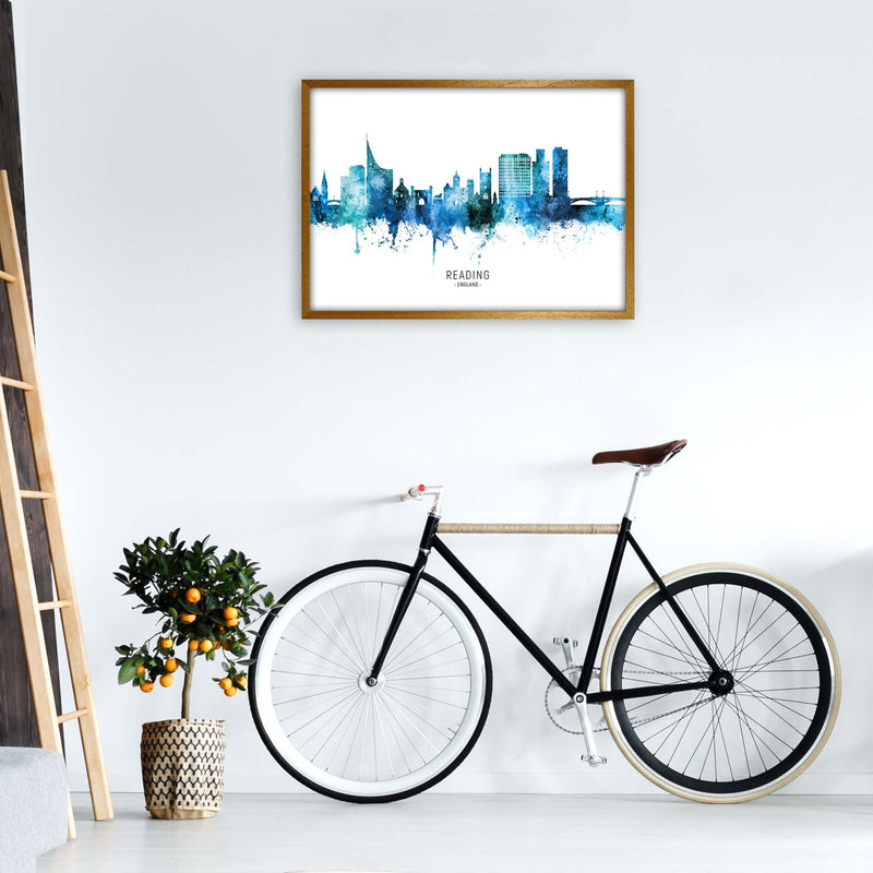 Reading England Skyline Blue City Name  by Michael Tompsett A1 Print Only