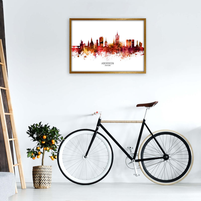Aberdeen Scotland Skyline Red City Name  by Michael Tompsett A1 Print Only