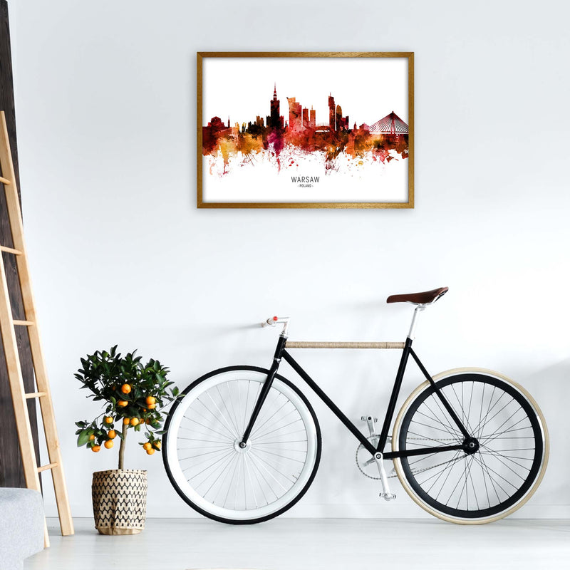 Warsaw Poland Skyline Red City Name Print by Michael Tompsett A1 Print Only