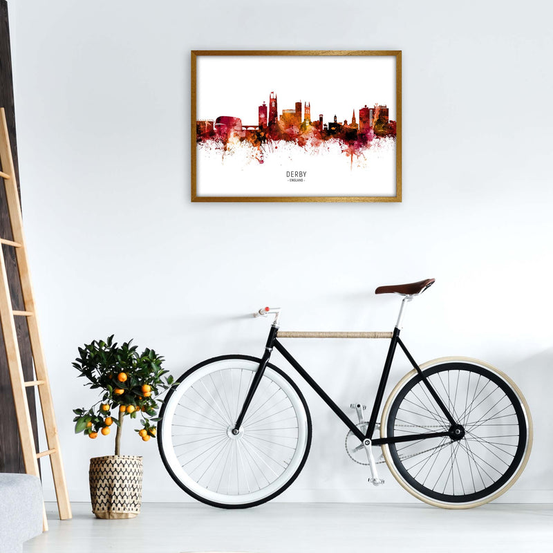 Derby England Skyline Red City Name Print by Michael Tompsett A1 Print Only