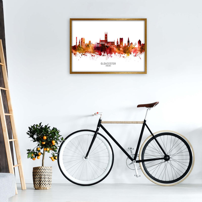 Gloucester England Skyline Red City Name  by Michael Tompsett A1 Print Only