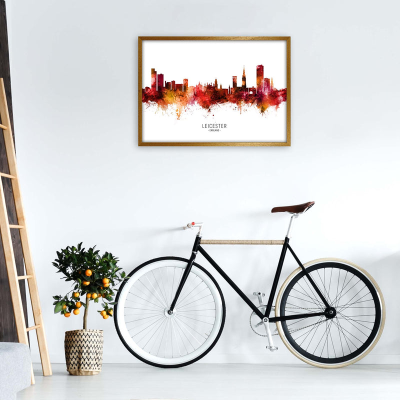 Leicester England Skyline Red City Name  by Michael Tompsett A1 Print Only