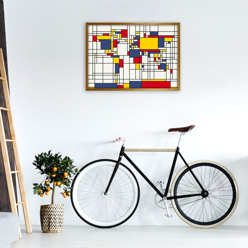 Abstract World Map in the style of Piet Mondrian Art Print by Michael Tompsett A1 Print Only