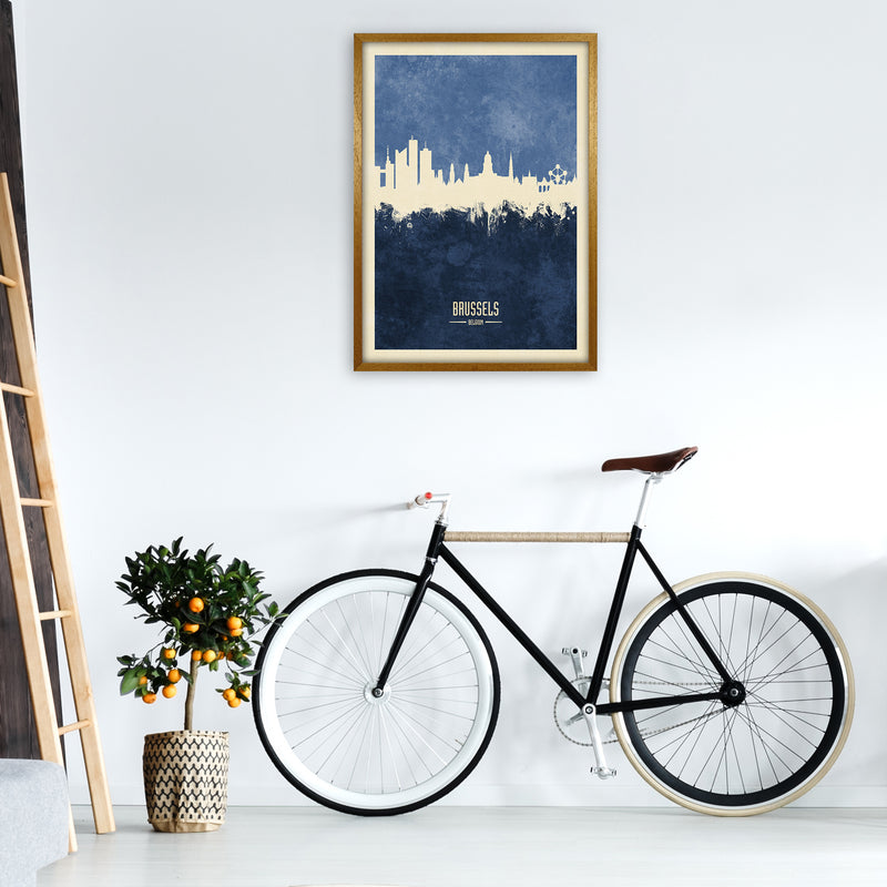 Brussels Belgium Skyline Portrait Navy Art Print by Michael Tompsett A1 Print Only