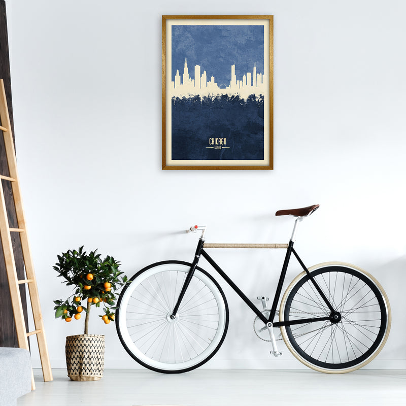 Chicago Illinois Skyline Portrait Navy Art Print by Michael Tompsett A1 Print Only