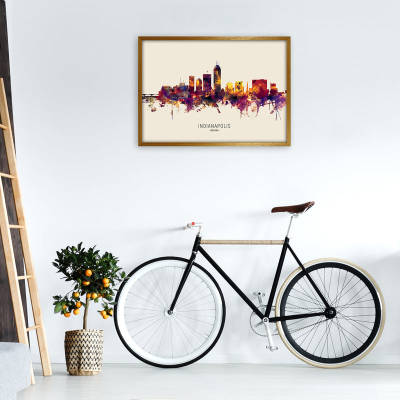 Indianapolis Indiana Skyline Autumn City Name Art Print by Michael Tompsett A1 Print Only