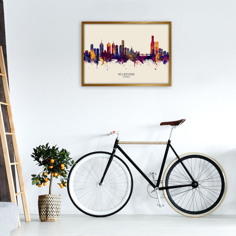 Melbourne Australia Skyline Autumn City Name Art Print by Michael Tompsett A1 Print Only