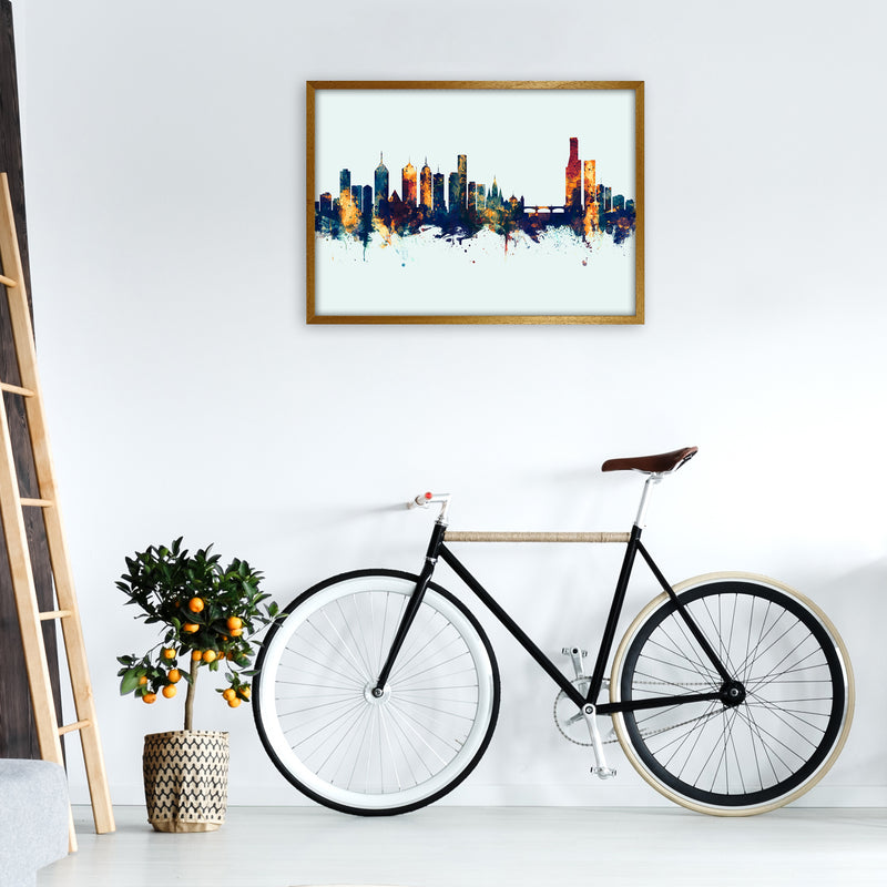 Melbourne Australia Skyline Blue Orange Art Print by Michael Tompsett A1 Print Only