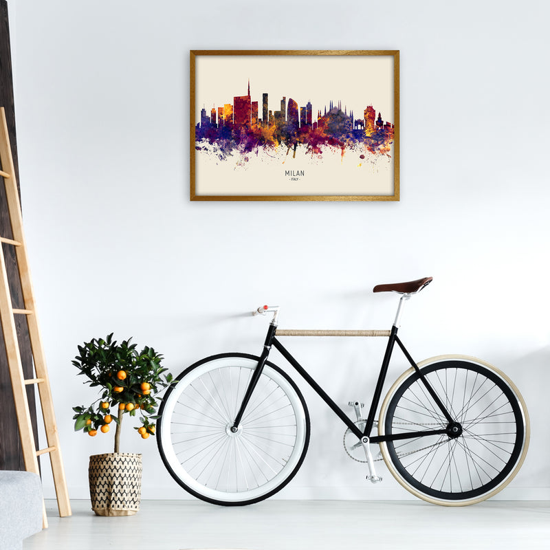 Milan Italy Skyline Autumn City Name Art Print by Michael Tompsett A1 Print Only