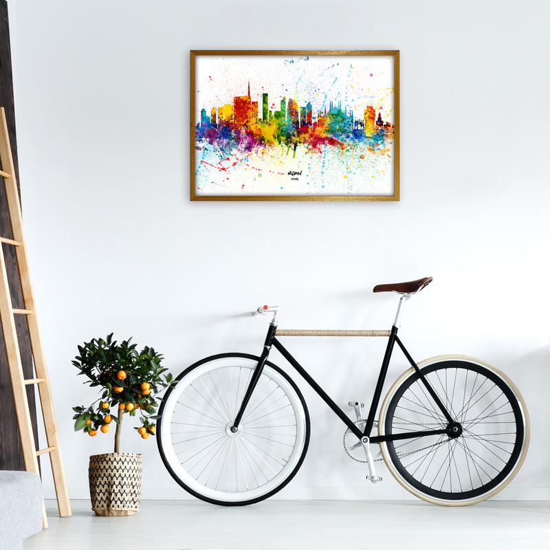 Milan Italy Skyline Splash Art Print by Michael Tompsett A1 Print Only