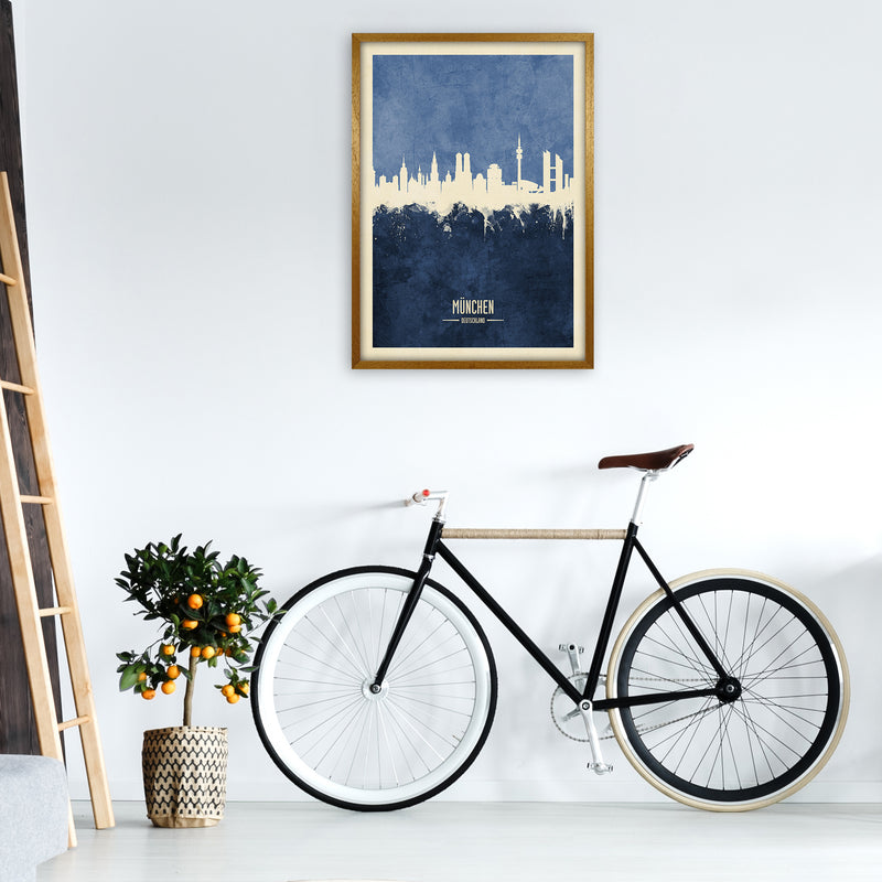 Munich Germany Skyline Portrait Navy Art Print by Michael Tompsett A1 Print Only