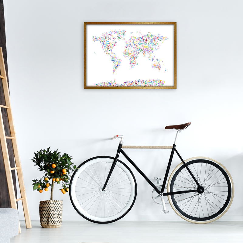 Music Notes Map of the World Colour Art Print by Michael Tompsett A1 Print Only