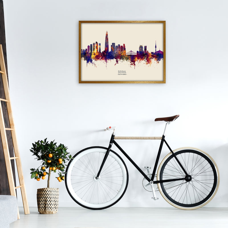 Seoul South Korea Skyline Autumn City Name Art Print by Michael Tompsett A1 Print Only