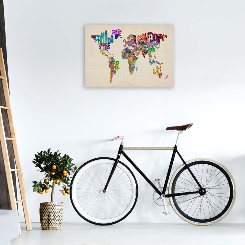 Text Map of the World Art Print by Michael Tompsett A1 Black Frame