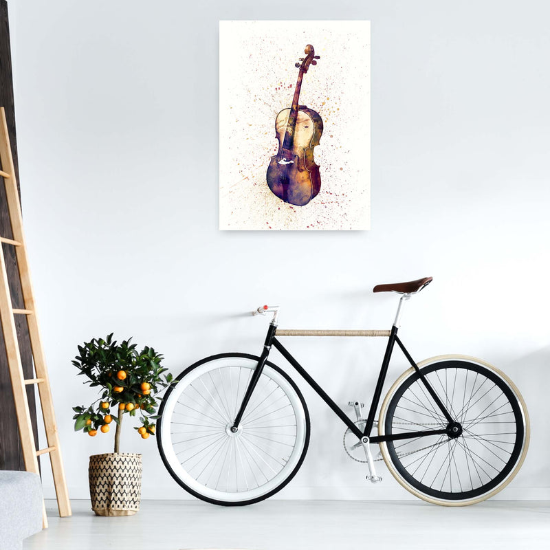Cello Watercolour Music Art Print by Michael Tompsett A1 Black Frame