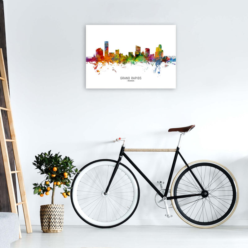 Grand Rapids Michigan Skyline Art Print by Michael Tompsett A1 Black Frame