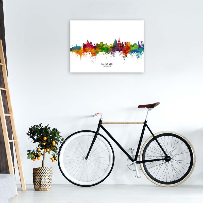 Lausanne Switzerland Skyline Art Print by Michael Tompsett A1 Black Frame