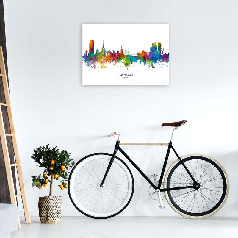 Halmstad Sweden Skyline Art Print by Michael Tompsett A1 Black Frame