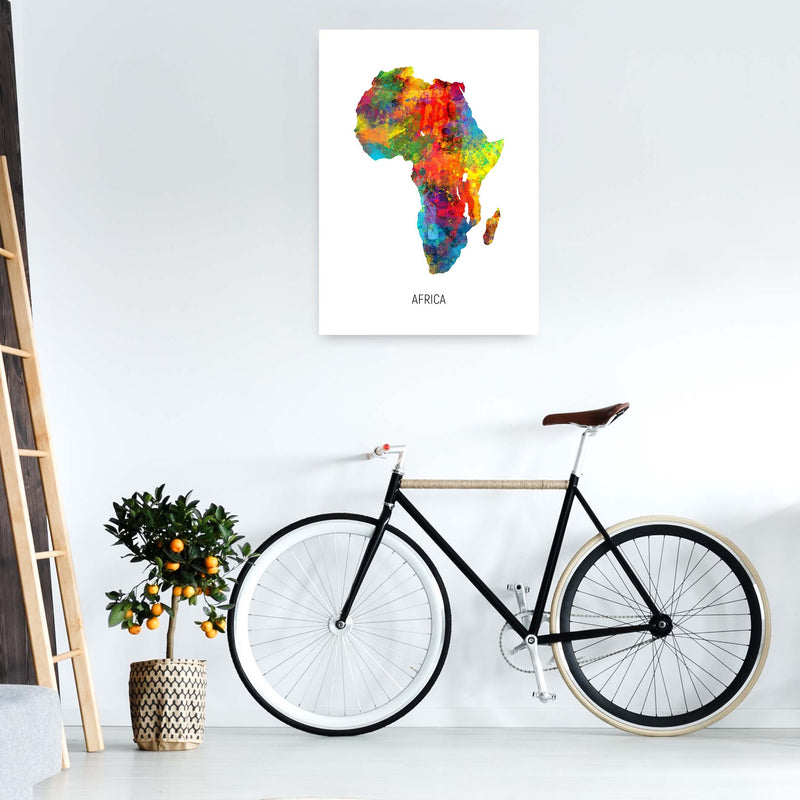 Africa Watercolour Map Art Print by Michael Tompsett A1 Black Frame