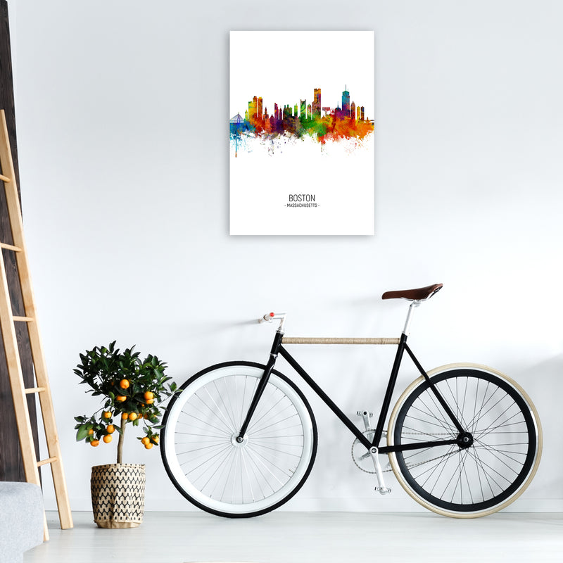 Boston Massachusetts Skyline Portrait Art Print by Michael Tompsett A1 Black Frame