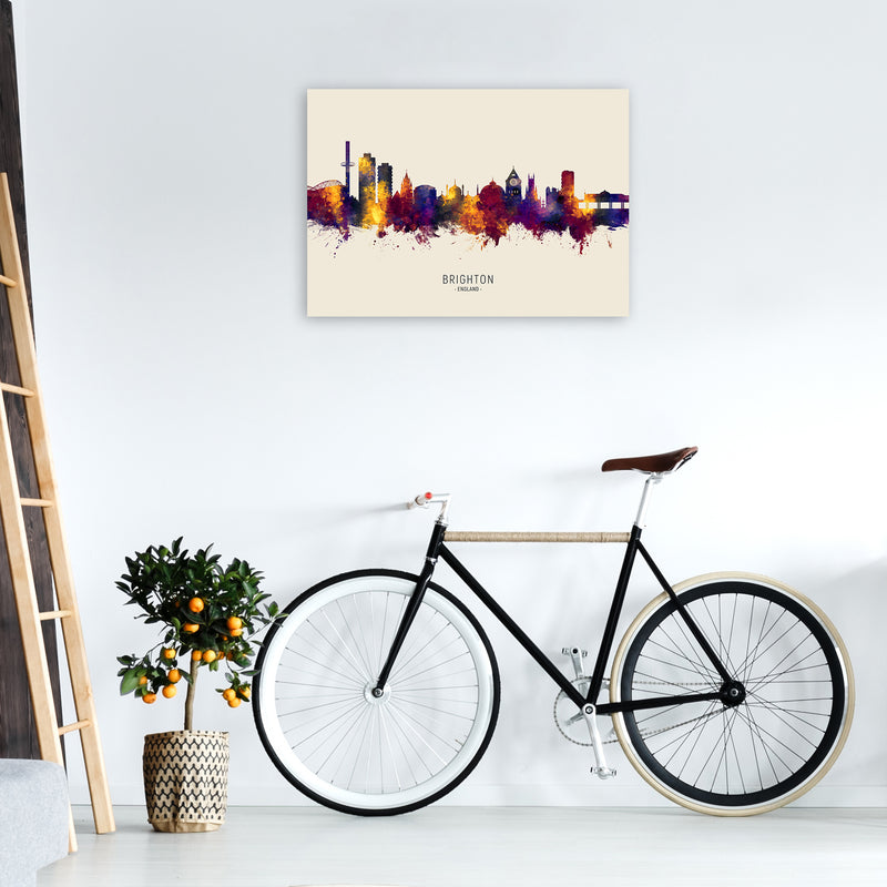 Brighton England Skyline Autumn City Name Art Print by Michael Tompsett A1 Black Frame