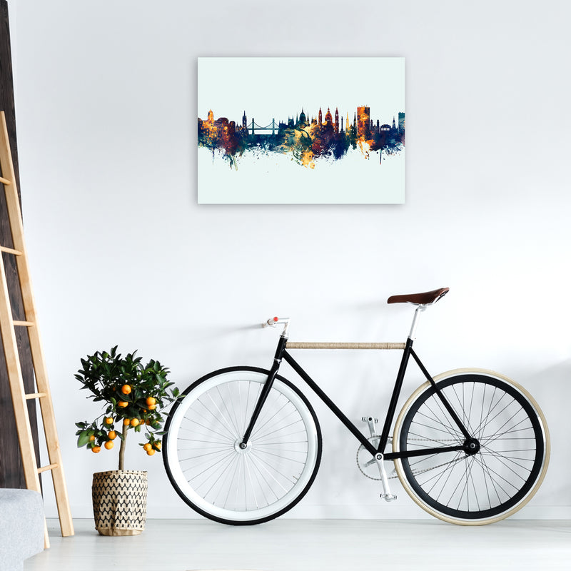 Budapest Hungary Skyline Blue Orange Art Print by Michael Tompsett A1 Black Frame