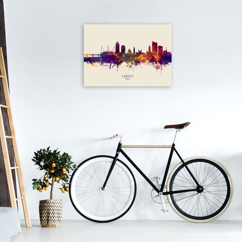 Cardiff Wales Skyline Autumn City Name Art Print by Michael Tompsett A1 Black Frame