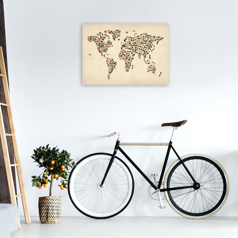 Cats Map of the World Art Print by Michael Tompsett A1 Black Frame