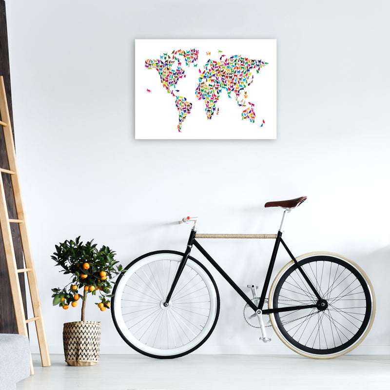 Cats Map of the World Colour Art Print by Michael Tompsett A1 Black Frame