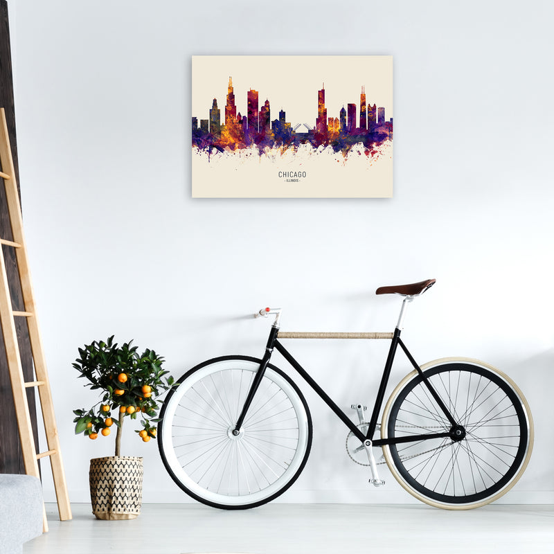 Chicago Illinois Skyline Autumn City Name Art Print by Michael Tompsett A1 Black Frame